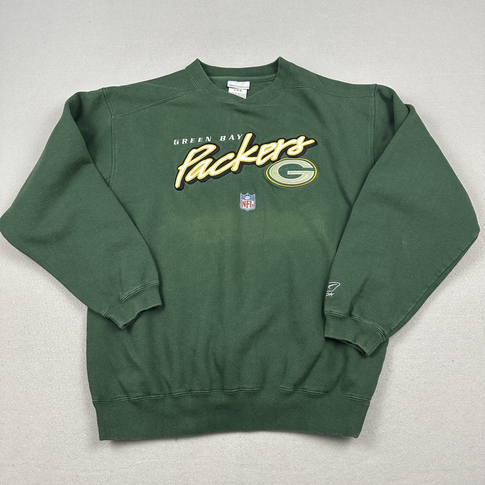 Green Bay Packers Sweatshirt Men L Green NFL Football Reebok Crewneck Pullover